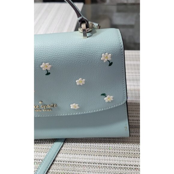 Kate Spade Purse Darcy Embroidered Top Handle Satchel Crossbody aphrodite green - Picture 11 of 16